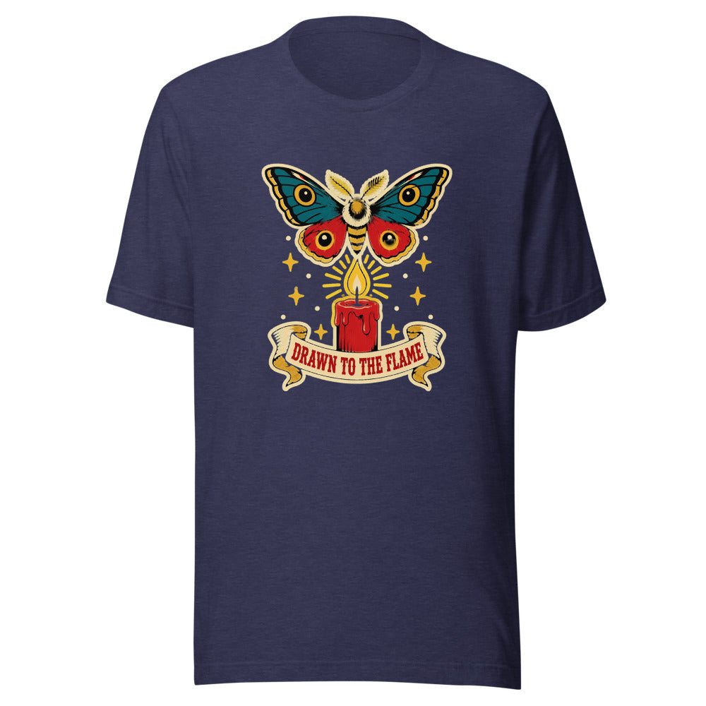 Drawn to the Flame Moth Tee - Heather Midnight Navy
