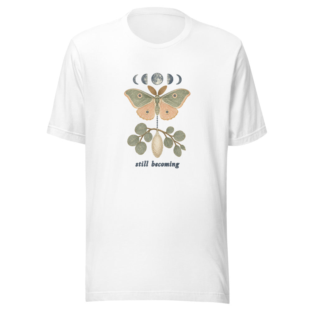 Still Becoming Moth Tee - White