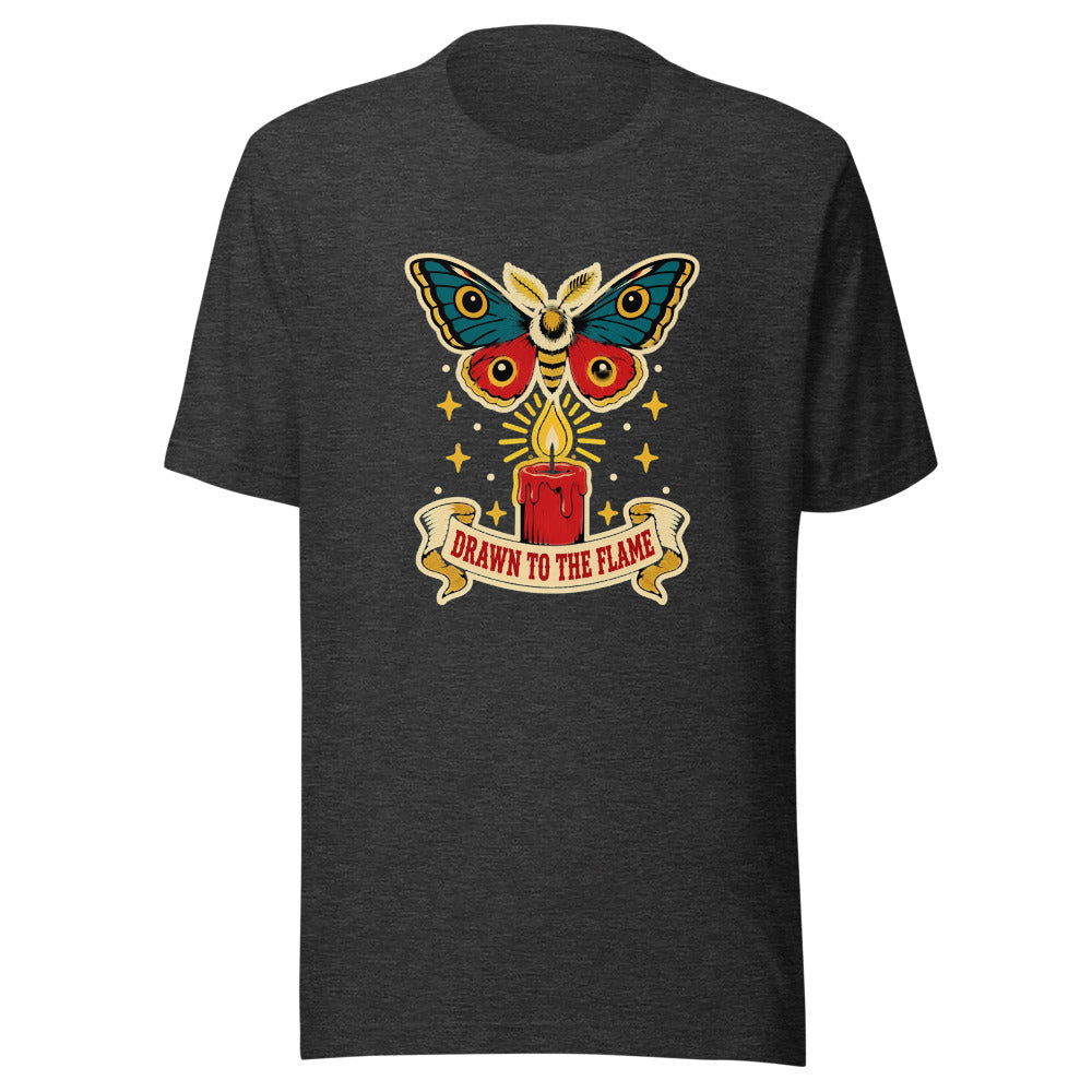 Drawn to the Flame Moth Tee - Dark Grey Heather