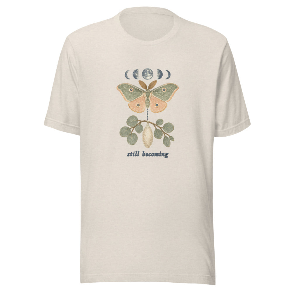 Still Becoming Moth Tee - Heather Dust